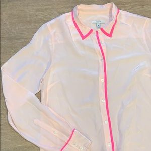 100% silk jcrew button down pink